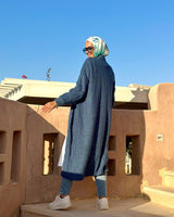 Knitted Coat-Navy