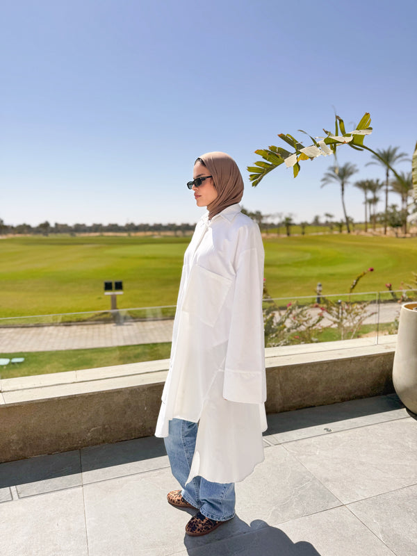 Large Pockets Shirt - White