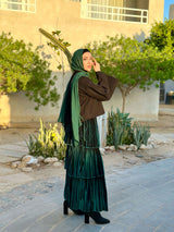 Layered Velvet Skirt-Green