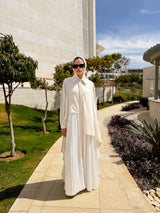 Linen Dress With Pleats - Beige