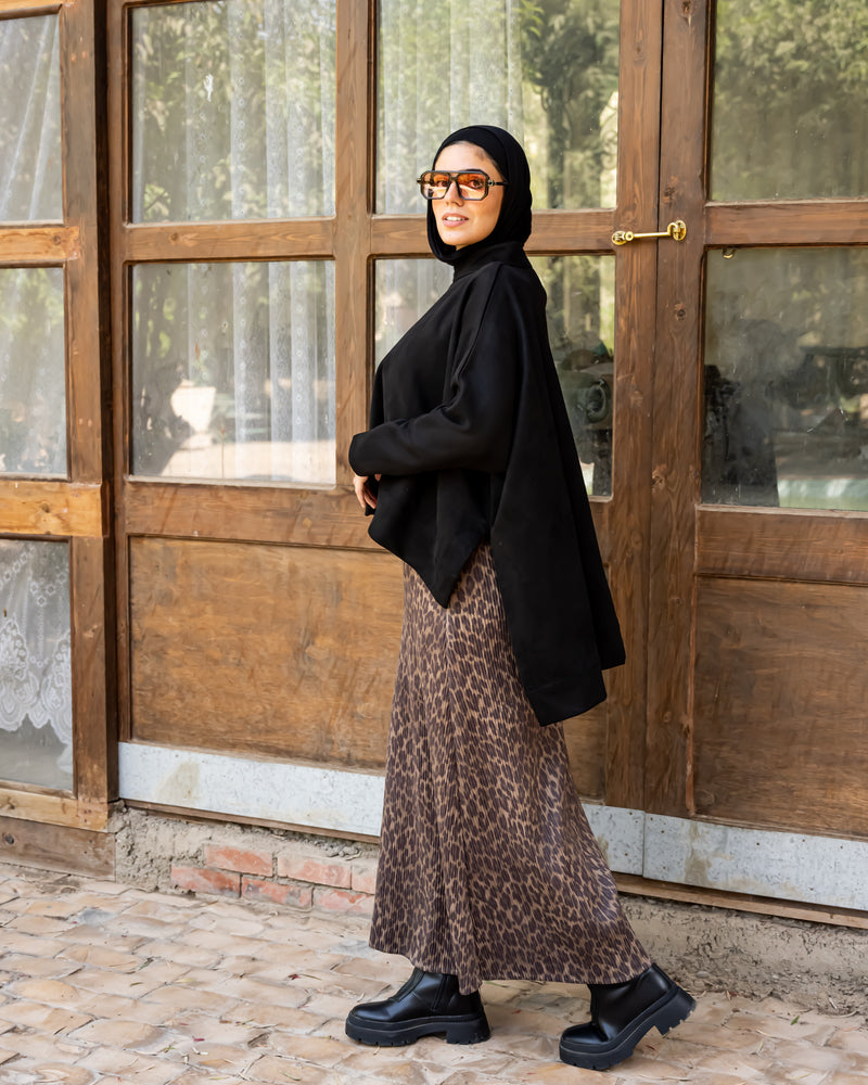 Oversized Suede Blouse-Black