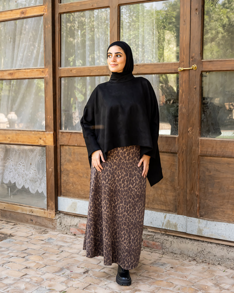 Oversized Suede Blouse-Black