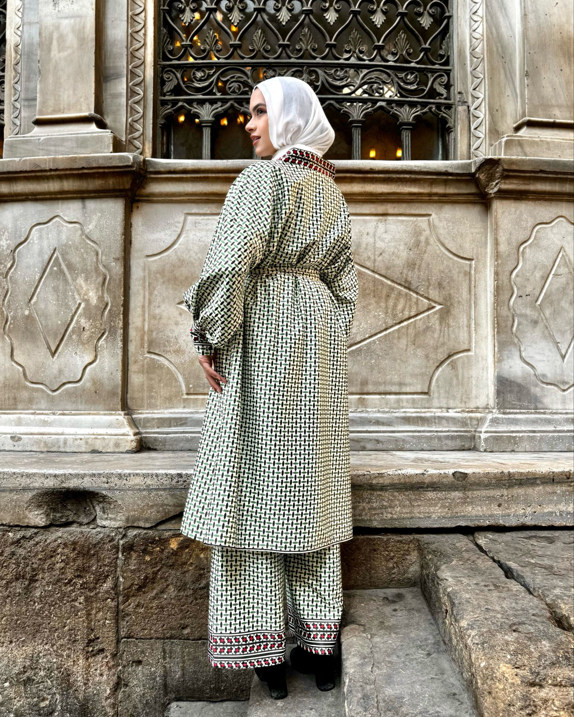 Palestinian Printed Cardigan-Green