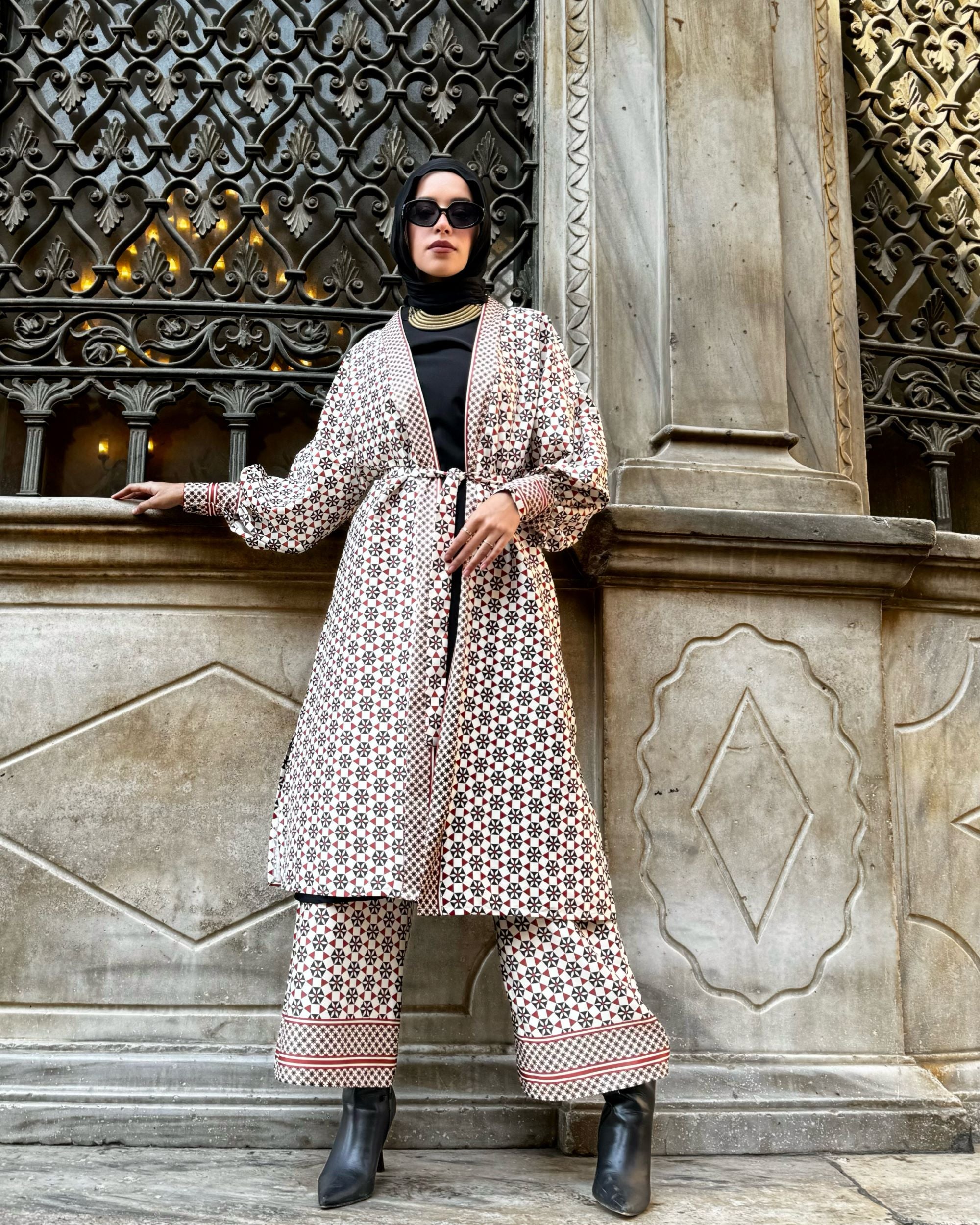 Printed Satin Pants-Havan
