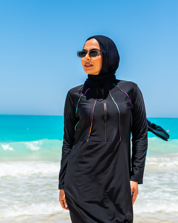 Piped Burkini-Black