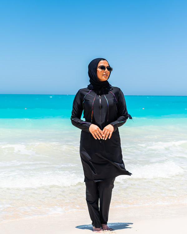 Piped Burkini-Black