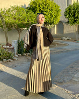 Pleated Leather Skirt-Oxide