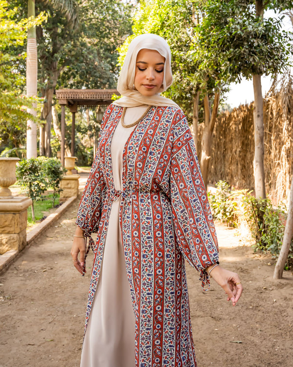 Puffy Sleeves Sheer Cardigan-Multicolor