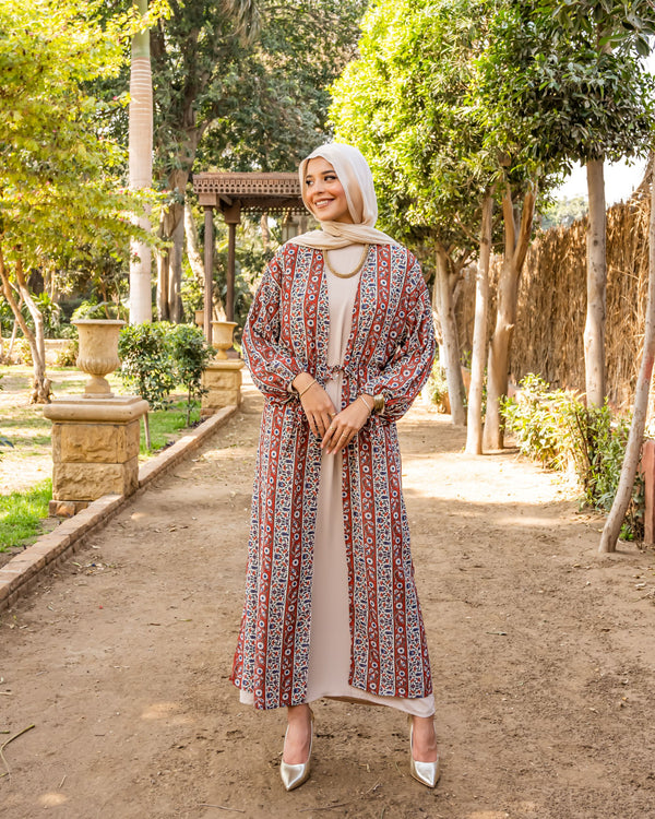 Puffy Sleeves Sheer Cardigan-Multicolor