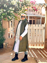 Removable Sleeves Coat-Olive