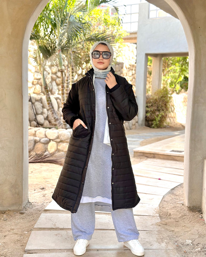 Removable Sleeves Coat-Black