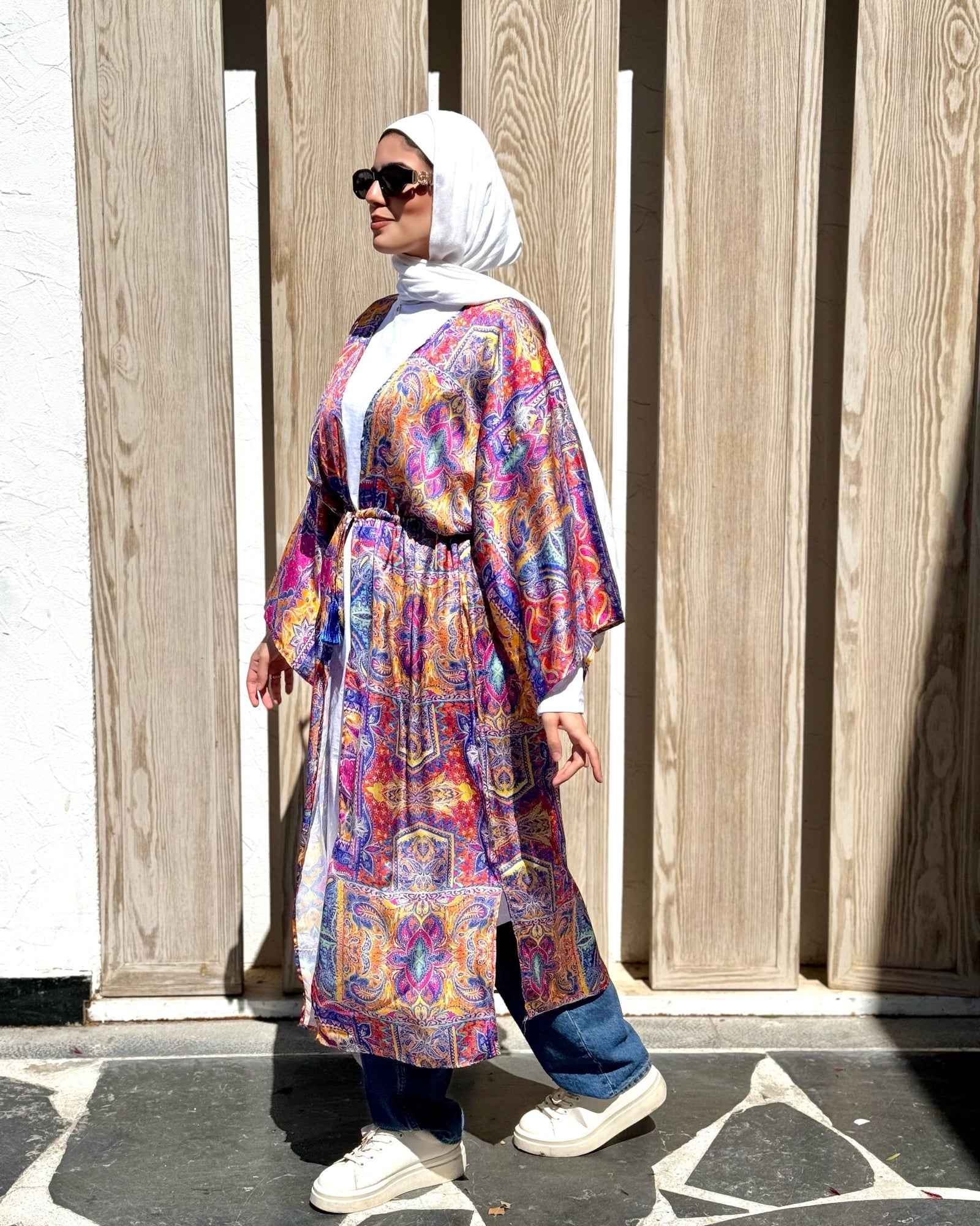 Satin Drawstring Kimono-Fuchsia – Hijab Boutique