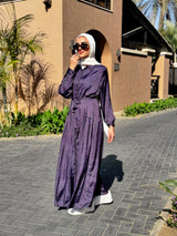 Satin Dress With Pleats-Purple