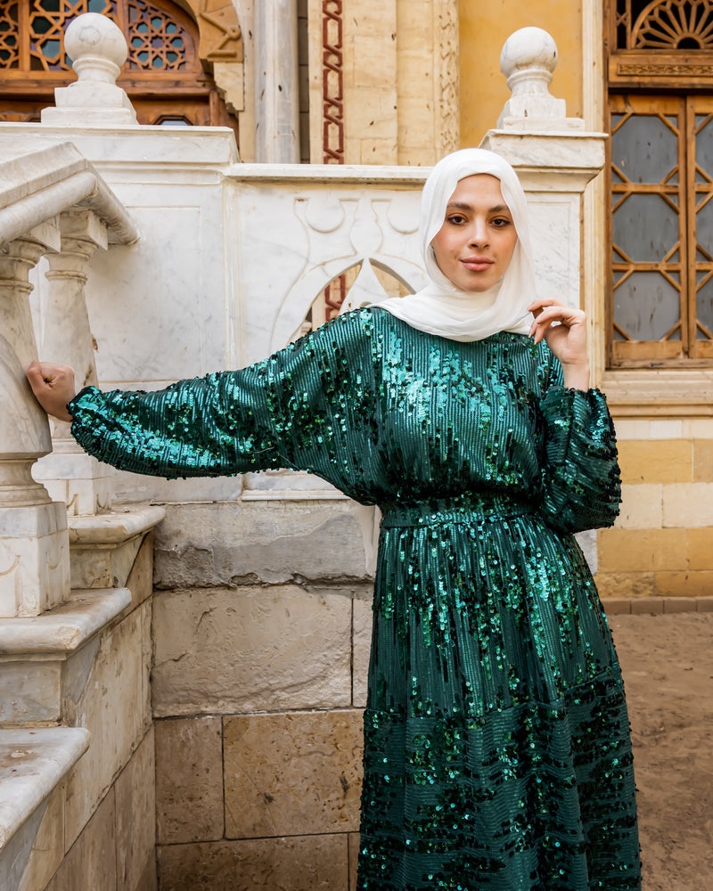hijab green dress Maysa Satin Dress in Royal Green Hijabglamour