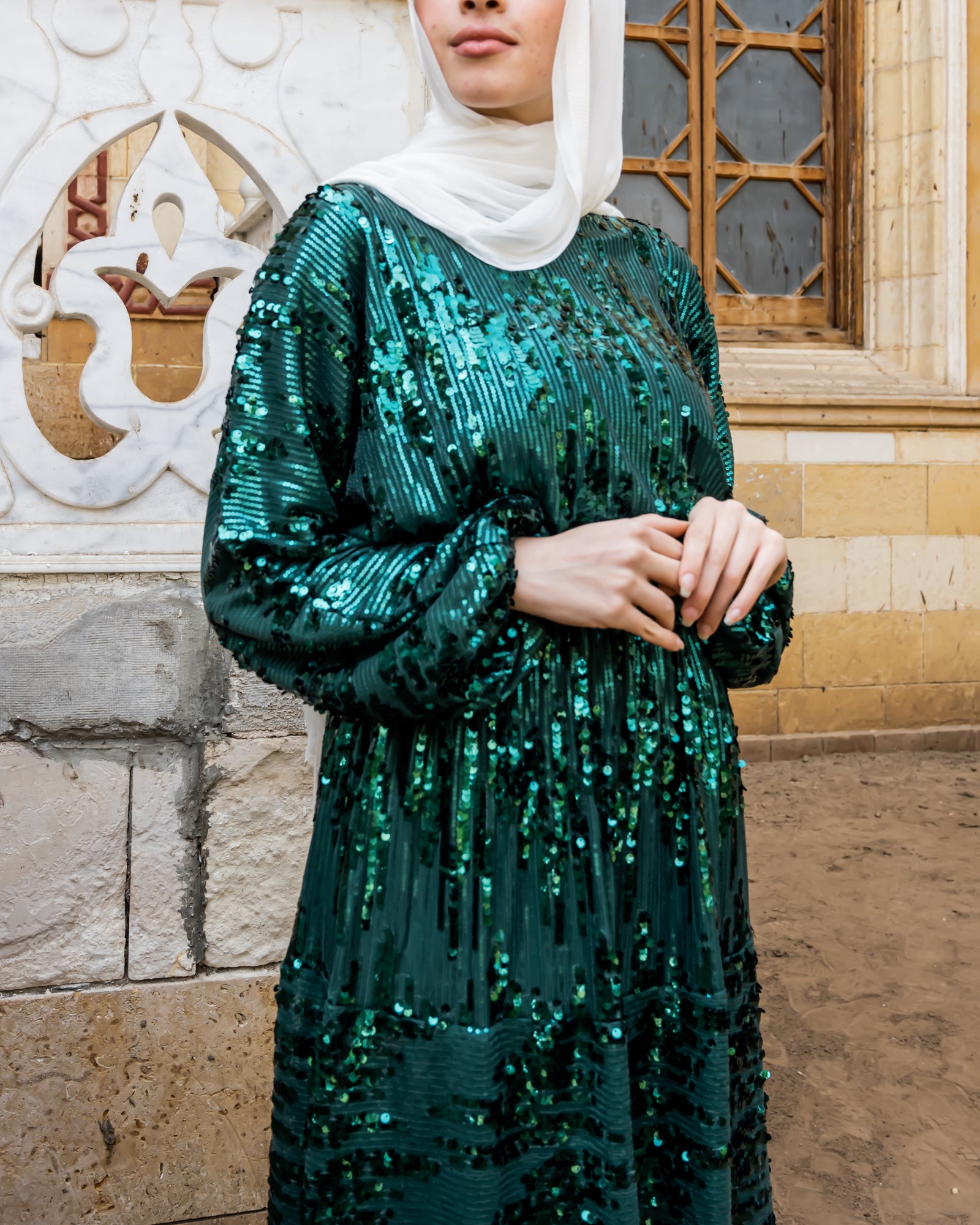 Sequin Dress-Green (Available Only At Stores) – Hijab Boutique