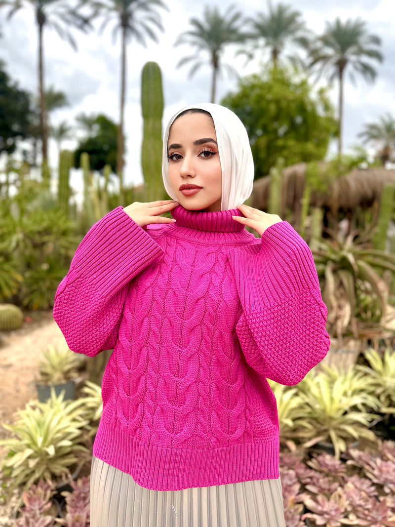 Short Braids Pullover-Fuchsia