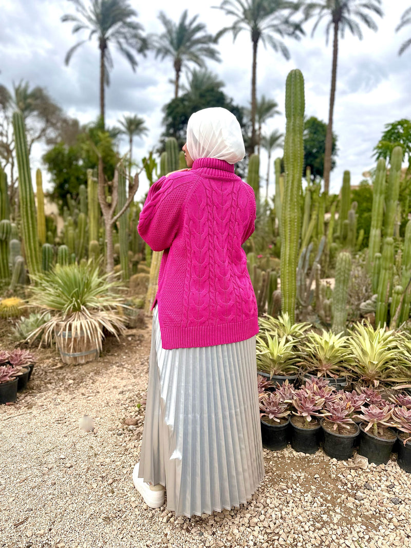 Short Braids Pullover-Fuchsia