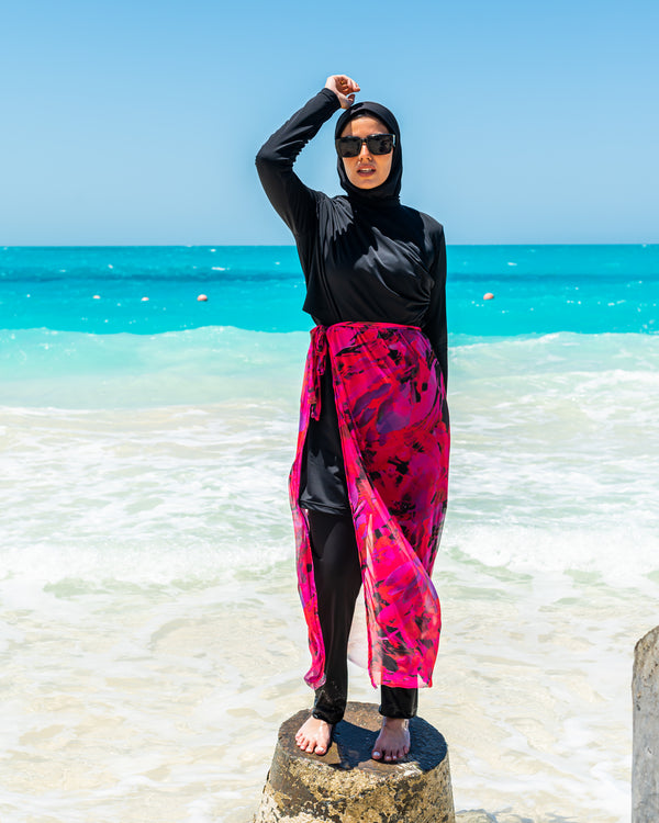 Side Slit Cover Up-Fuchsia