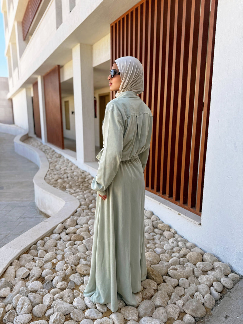 Side Tie Overlap Dress - Mint