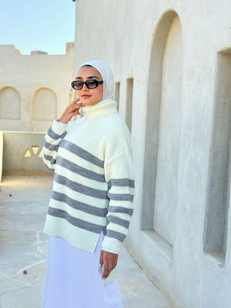 Stripes Pullover-Grey