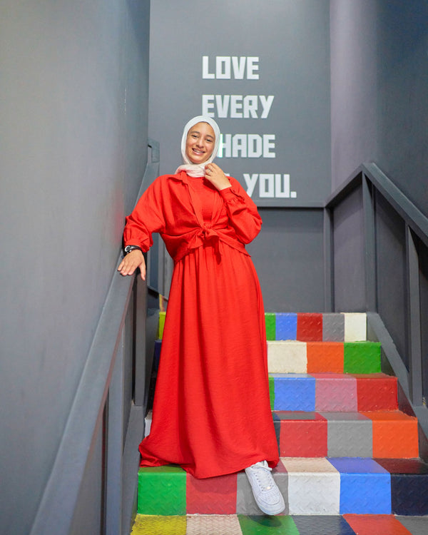 Teens Dress Set-Red