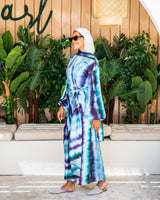 Tie-Dye Dress With Scarf-purple