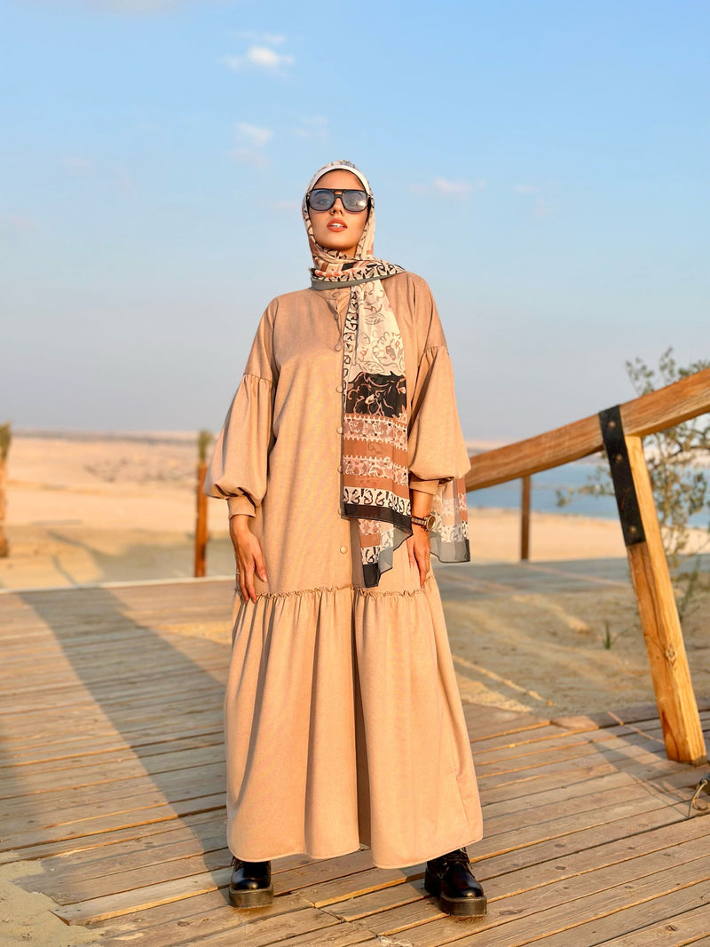 Tiered Suede Dress-Beige – Hijab Boutique