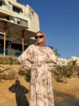 Tiered Chiffon Dress - Brown