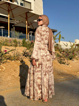 Tiered Chiffon Dress - Brown