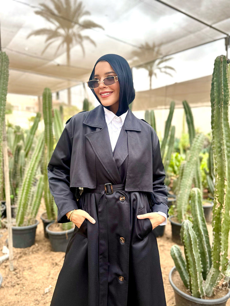 Trench Abaya-Black