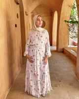 Chiffon Accordion Dress - White Floral