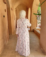 Chiffon Accordion Dress - White Floral