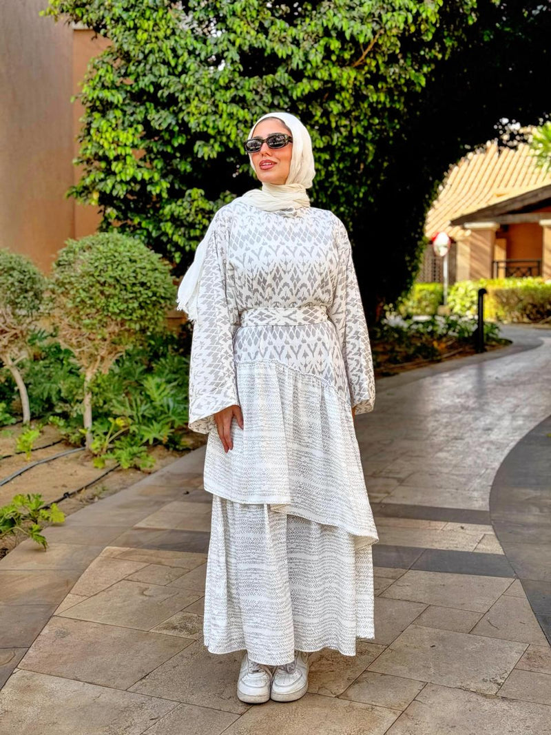 Boho Flowy Ruffled Dress-Grey Hijab Boutique Boho Flowy Ruffled Dress-Grey Hijab Boutique