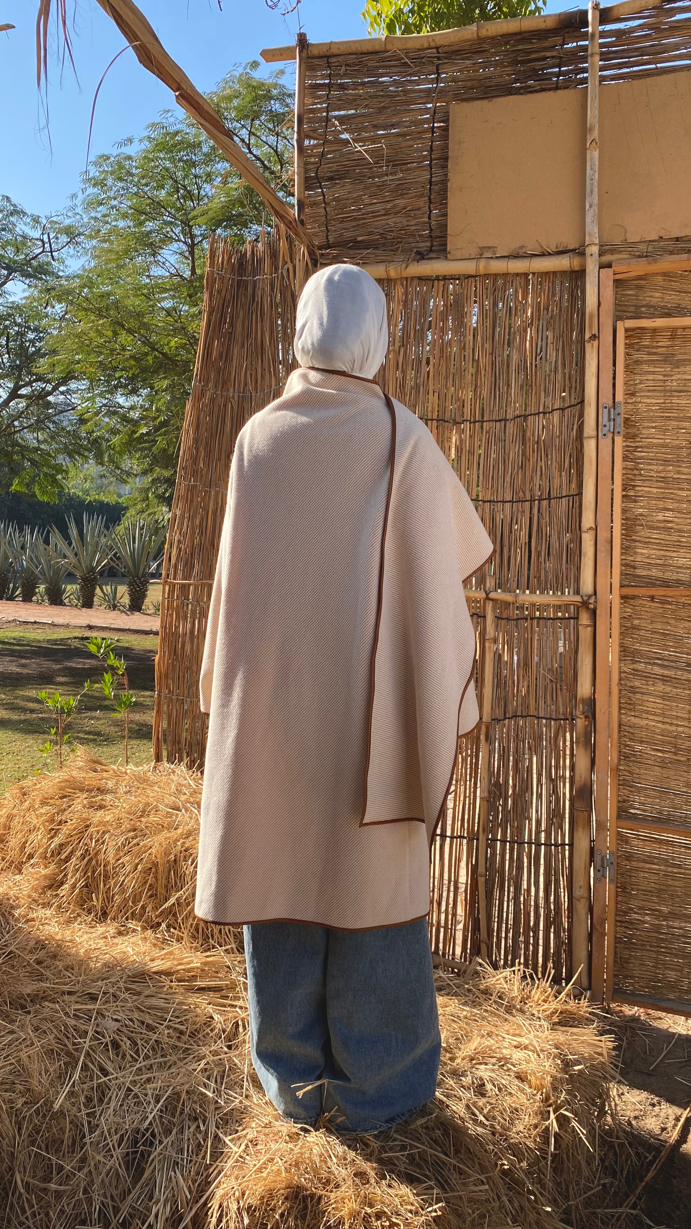 Wrap Scarf Cardigan - Beige