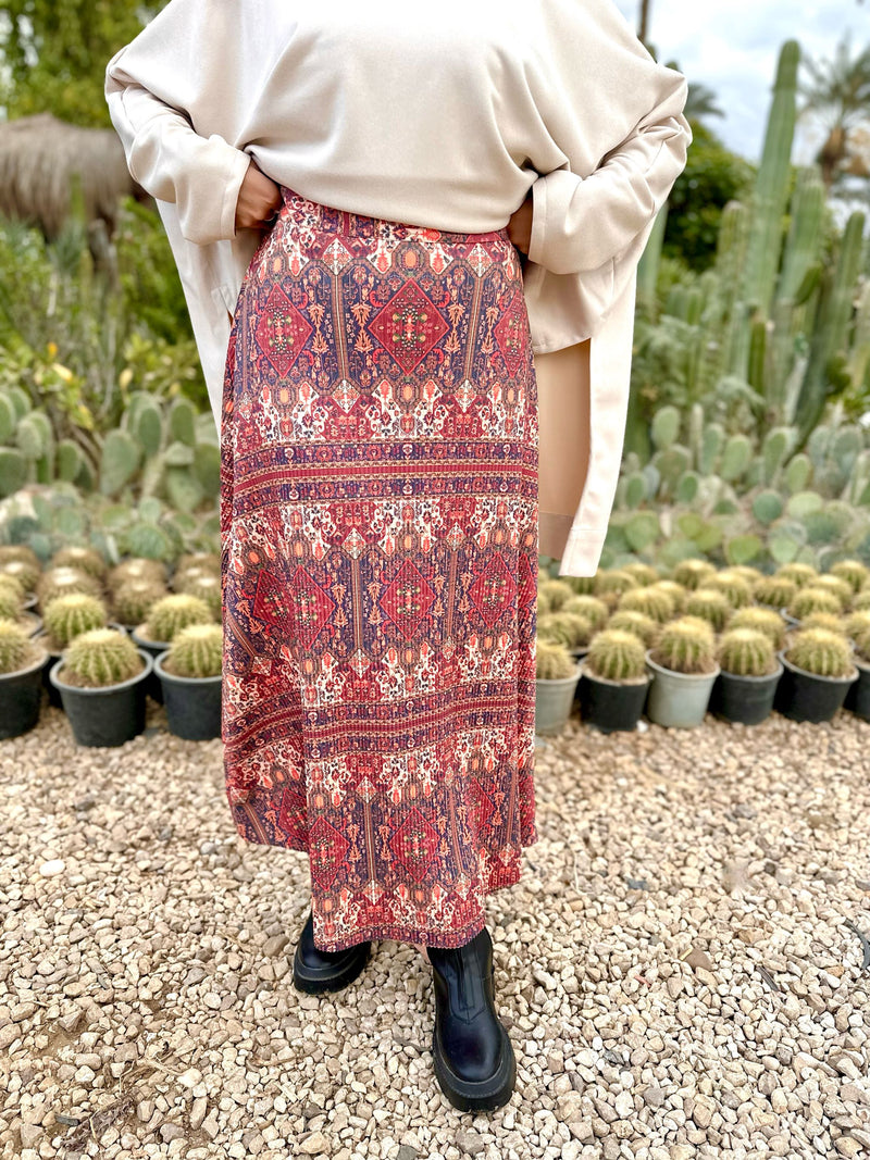Accordion Suede Skirt-Multicolored