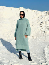 Braided Sleeves Pullover-Mint