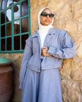 Cropped Edged Jacket - Blue