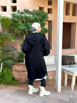 Drawstring Coat-Black