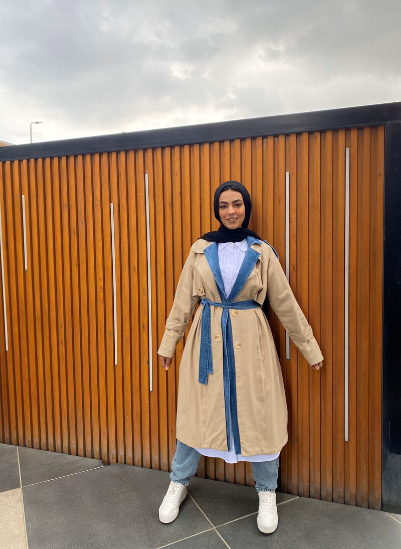 Gabardine Trench Coat-Beige
