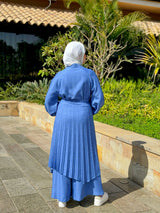 Linen Jumpsuit Set-Blue