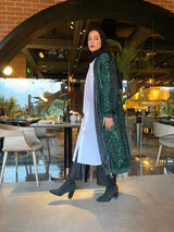 Long Sequin Jacket-Green