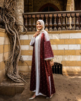 Oriental Printed Cardigan-Maroon