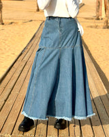 Paneled Denim Skirt