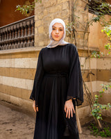 Pleated Chiffon Sleeves Abaya