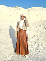 Pleated Leather Skirt-Havan