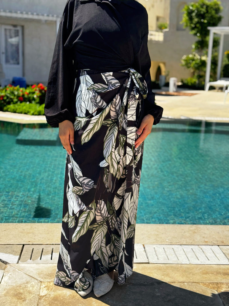 Crossed Wrap Blouse-Black