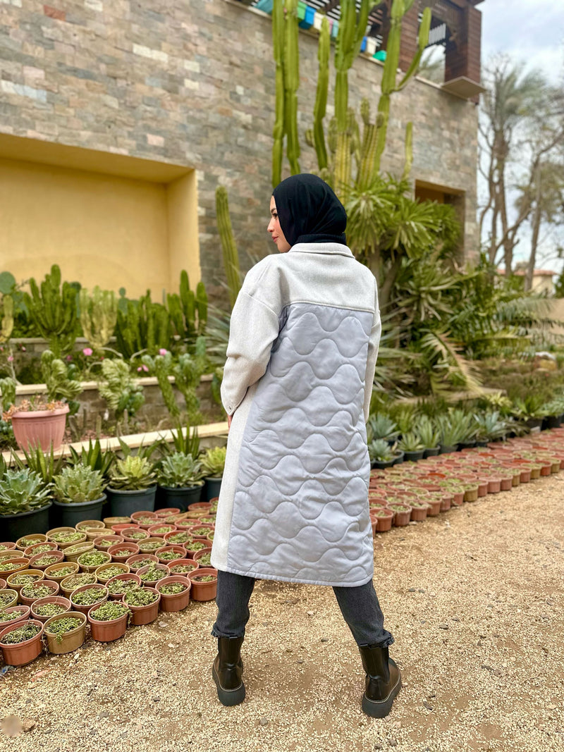 Quilted Back Shirt-Grey