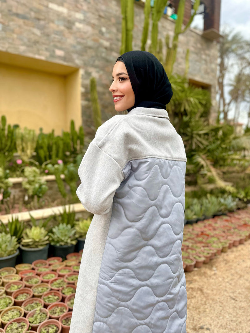 Quilted Back Shirt-Grey