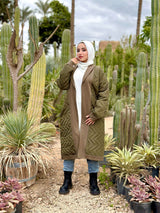 Quilted Zigzag Jacket-Olive