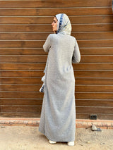Ribbed Basic Dress-Grey